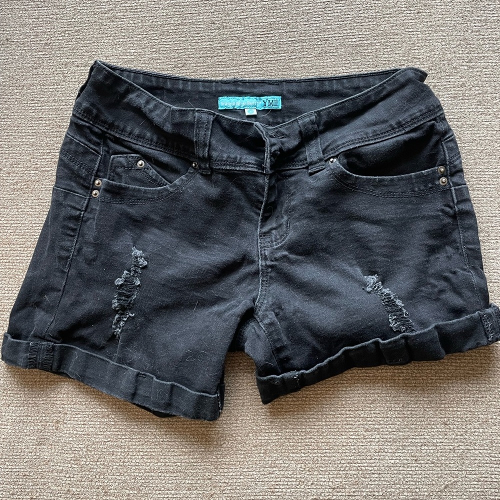YMI Black Distressed Jean Shorts